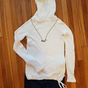 JCREW cotton-blend ivory cream hooded sweater, M